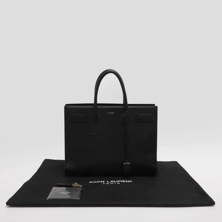 Pre Owned Saint Laurent Paris Sac De Jour Large Black Leather Tote