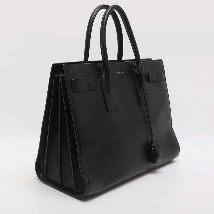 Pre Owned Saint Laurent Paris Sac De Jour Large Black Leather Tote