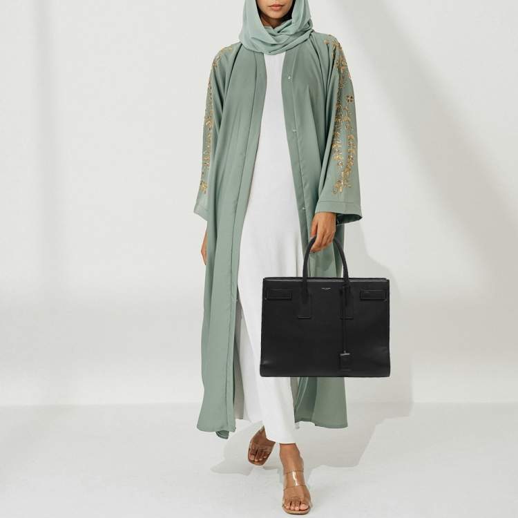 Pre Owned Saint Laurent Paris Sac De Jour Large Black Leather Tote