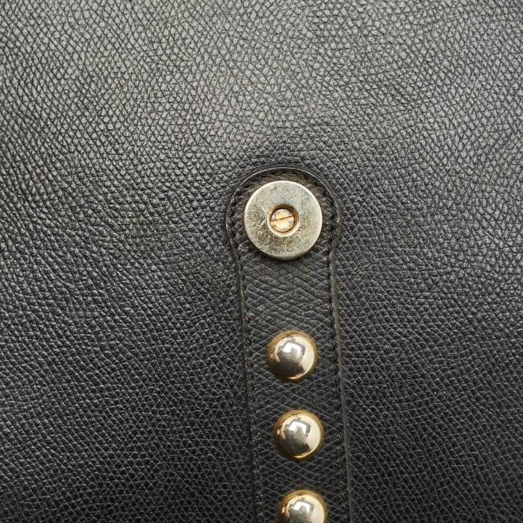 Pre Owned Saint Laurent Y Studded Envelope Black Leather Crossbody Bag