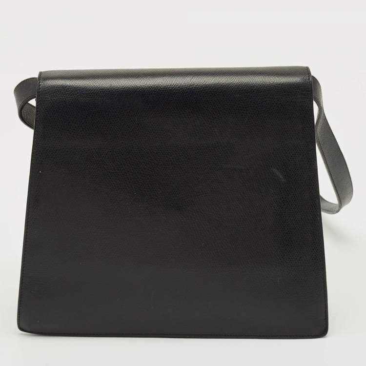 Pre Owned Saint Laurent Y Studded Envelope Black Leather Crossbody Bag