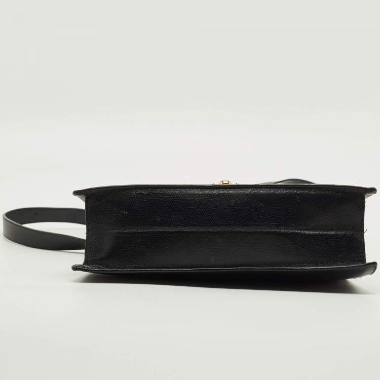 Pre Owned Saint Laurent Y Studded Envelope Black Leather Crossbody Bag