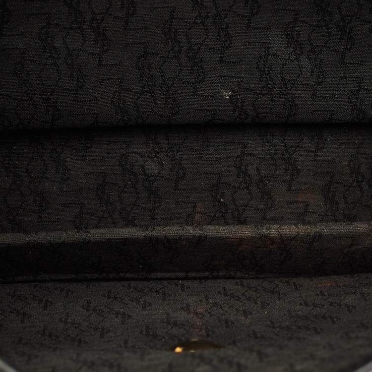 Pre Owned Saint Laurent Y Studded Envelope Black Leather Crossbody Bag