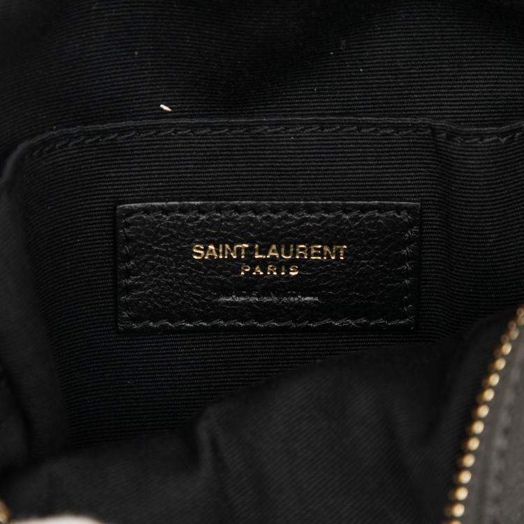 Pre Owned Saint Laurent Paris Grey Grain De Poudre Chevron Round Vinyle Camera Bag