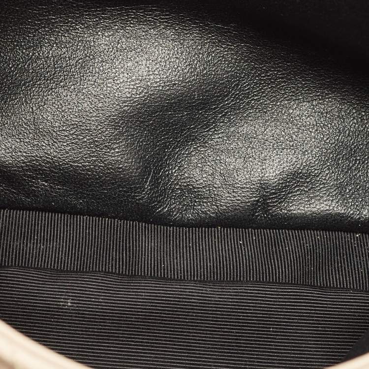 Pre Owned Saint Laurent College Medium Beige Matelassé Leather Top Handle Bag