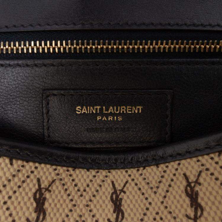 Pre Owned Saint Laurent Paris Brown Medium Canvas Monogram All Over Crossbody