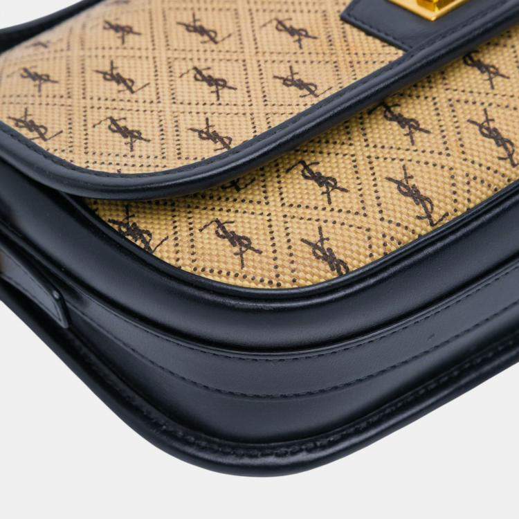 Pre Owned Saint Laurent Paris Brown Medium Canvas Monogram All Over Crossbody