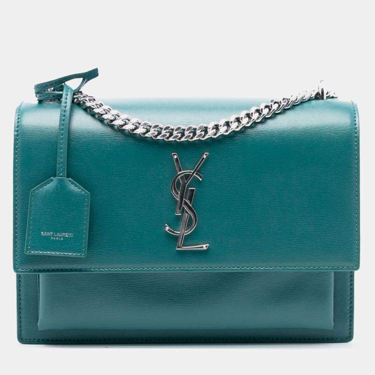 Pre Owned Saint Laurent Paris Blue Medium Leather Monogram Sunset Crossbody