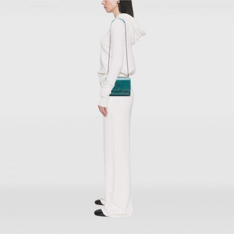 Pre Owned Saint Laurent Paris Blue Medium Leather Monogram Sunset Crossbody