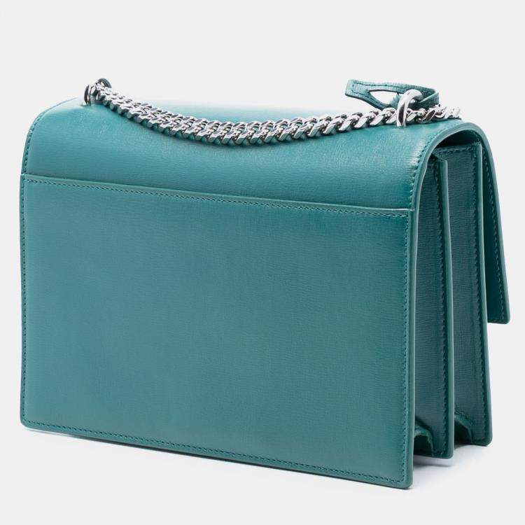 Pre Owned Saint Laurent Paris Blue Medium Leather Monogram Sunset Crossbody