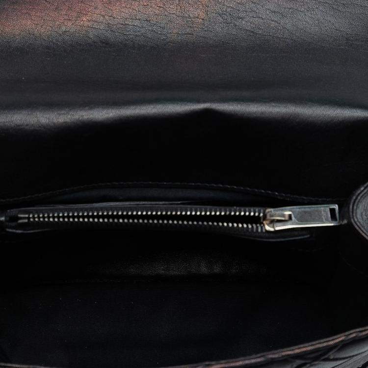 Pre Owned Saint Laurent Paris Black Medium Quilted Diamond Iridescent Calfskin Monogram Studded College Satchel