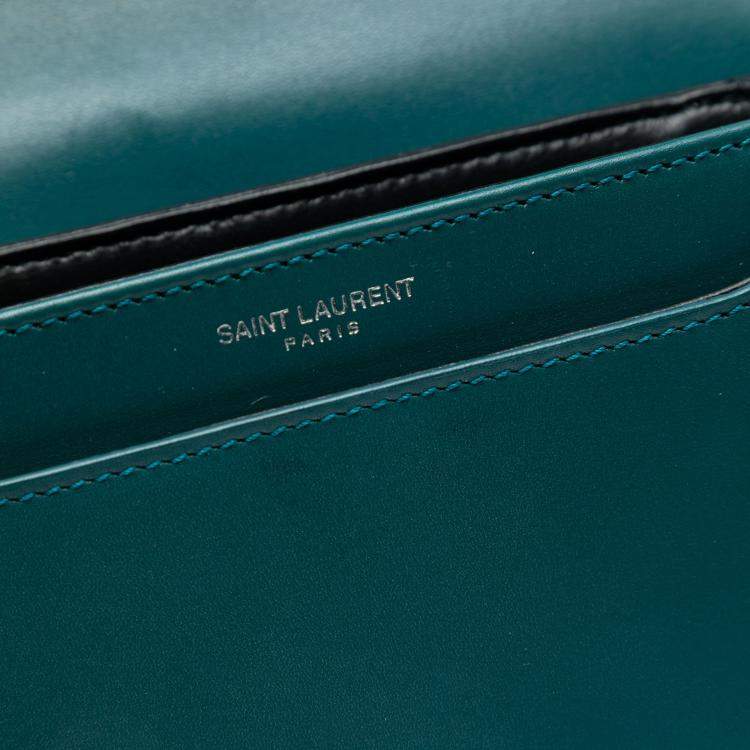 Pre Owned Saint Laurent Paris Blue Small Calfskin Solferino Satchel In Box