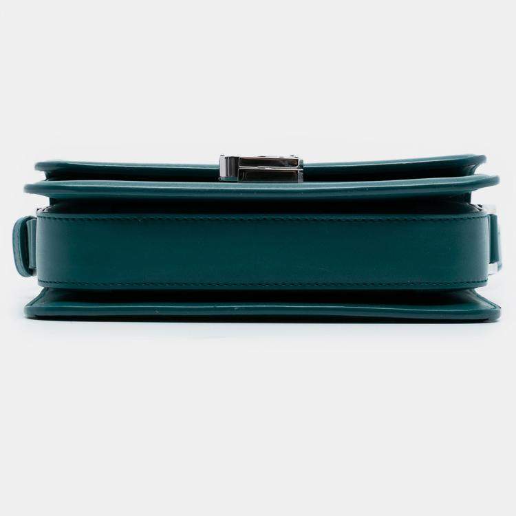 Pre Owned Saint Laurent Paris Blue Small Calfskin Solferino Satchel In Box