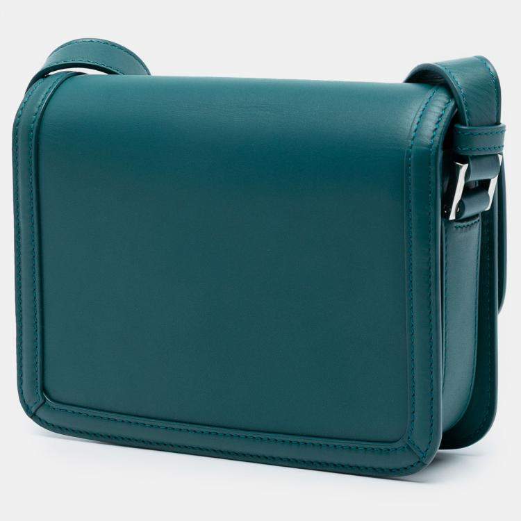 Pre Owned Saint Laurent Paris Blue Small Calfskin Solferino Satchel In Box