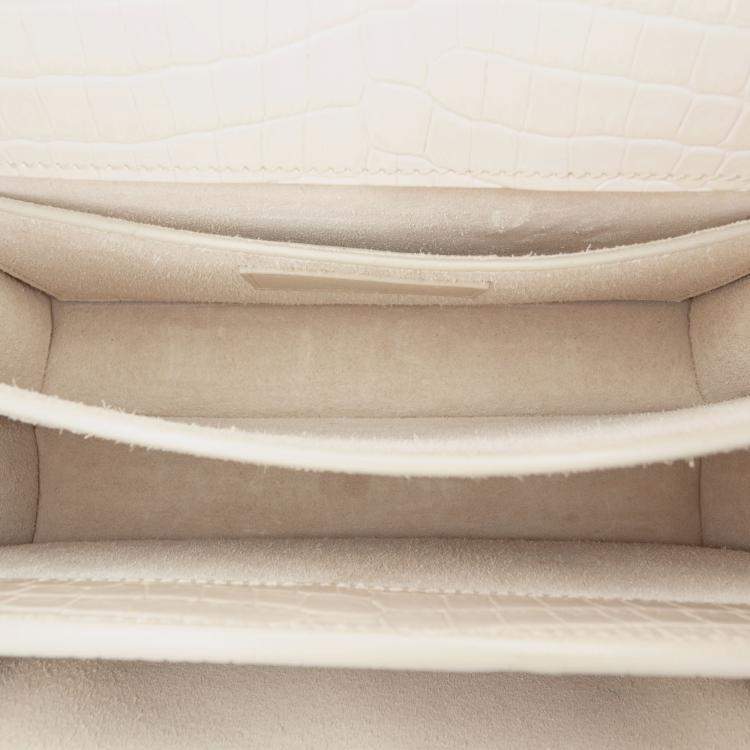 Pre Owned Saint Laurent Paris Brown Medium Croc Embossed Monogram Sunset Bag