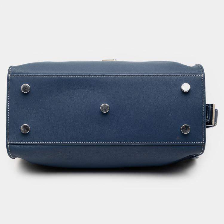 Pre Owned Saint Laurent Paris Blue Baby Leather Monogram Downtown Cabas Satchel