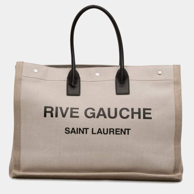 مملوكة مسبقًا Saint Laurent Paris Brown Canvas Rive Gauche Tote