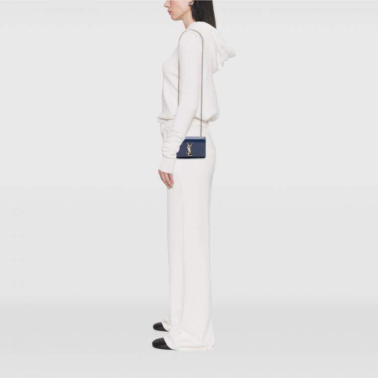 مملوكة مسبقًا Saint Laurent Paris Blue Small Grain de Poudre Monogram Kate Crossbody