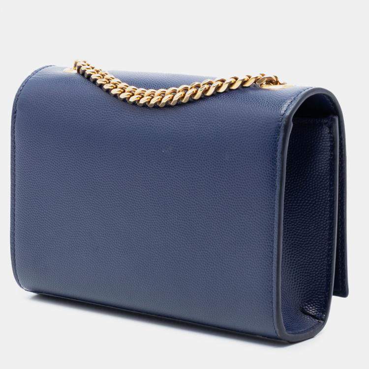 مملوكة مسبقًا Saint Laurent Paris Blue Small Grain de Poudre Monogram Kate Crossbody