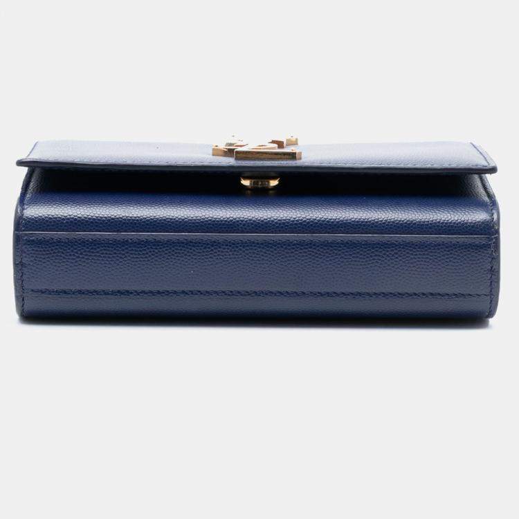 مملوكة مسبقًا Saint Laurent Paris Blue Small Grain de Poudre Monogram Kate Crossbody