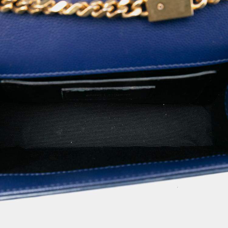 مملوكة مسبقًا Saint Laurent Paris Blue Small Grain de Poudre Monogram Kate Crossbody