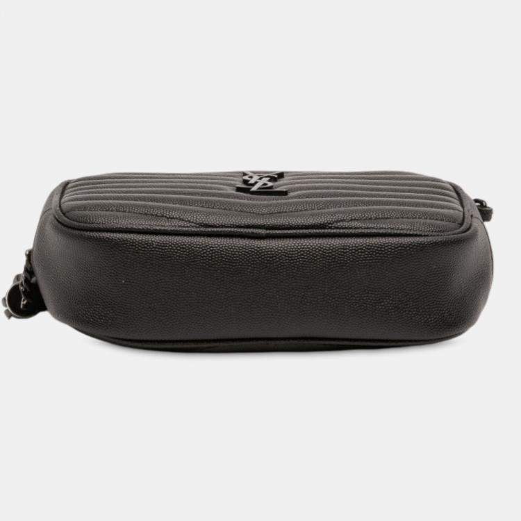 Pre Owned Saint Laurent Paris Black Mini Grain de Poudre Monogram Monochrome Lou Camera Bag