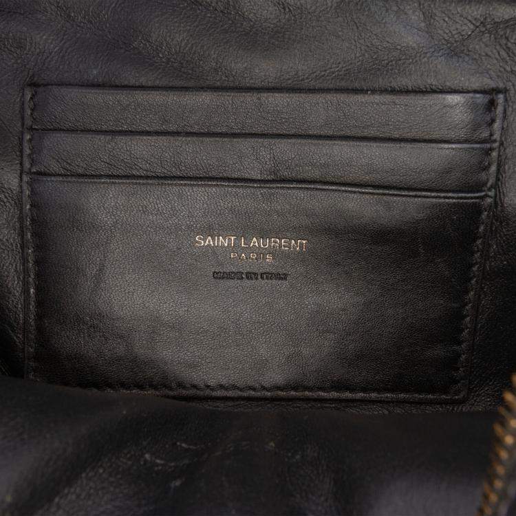 Pre Owned Saint Laurent Paris Black Mini Grain de Poudre Monogram Monochrome Lou Camera Bag