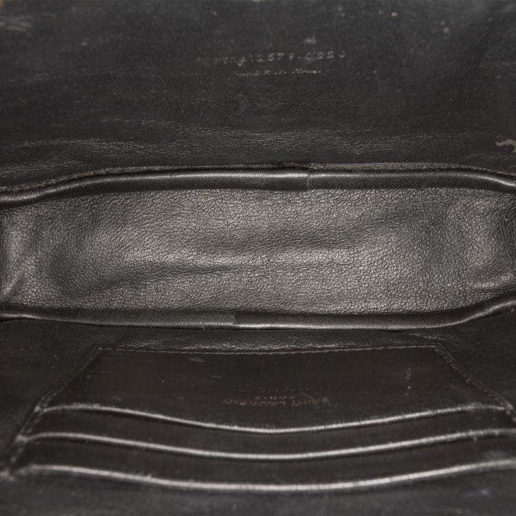 Pre Owned Saint Laurent Paris Black Mini Grain de Poudre Monogram Monochrome Lou Camera Bag