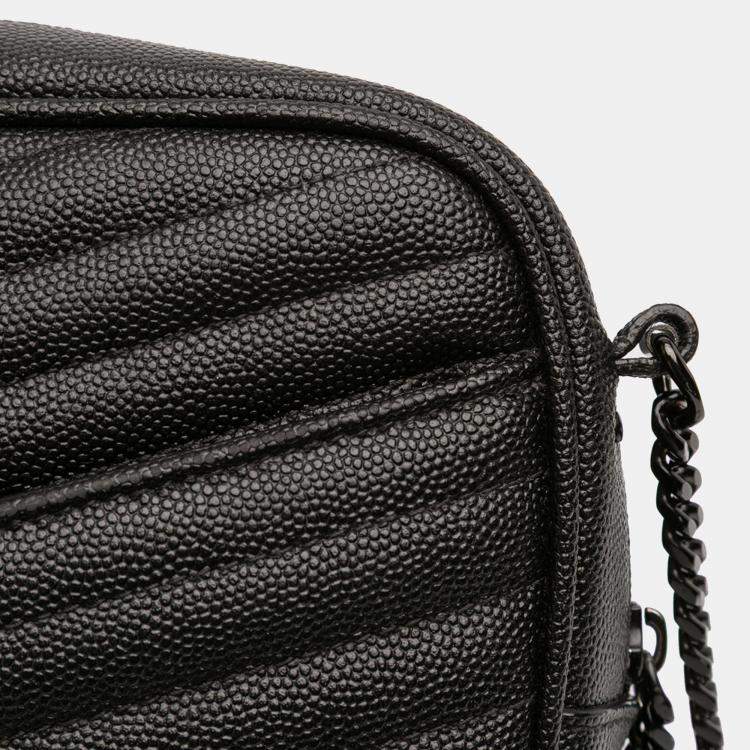 Pre Owned Saint Laurent Paris Black Mini Grain de Poudre Monogram Monochrome Lou Camera Bag