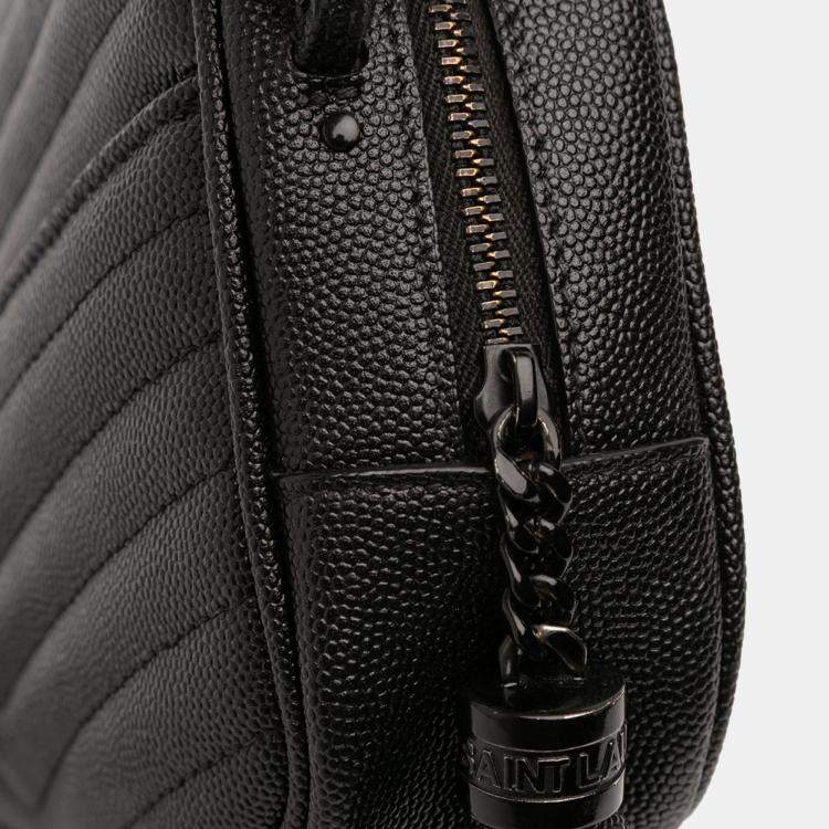 Pre Owned Saint Laurent Paris Black Mini Grain de Poudre Monogram Monochrome Lou Camera Bag