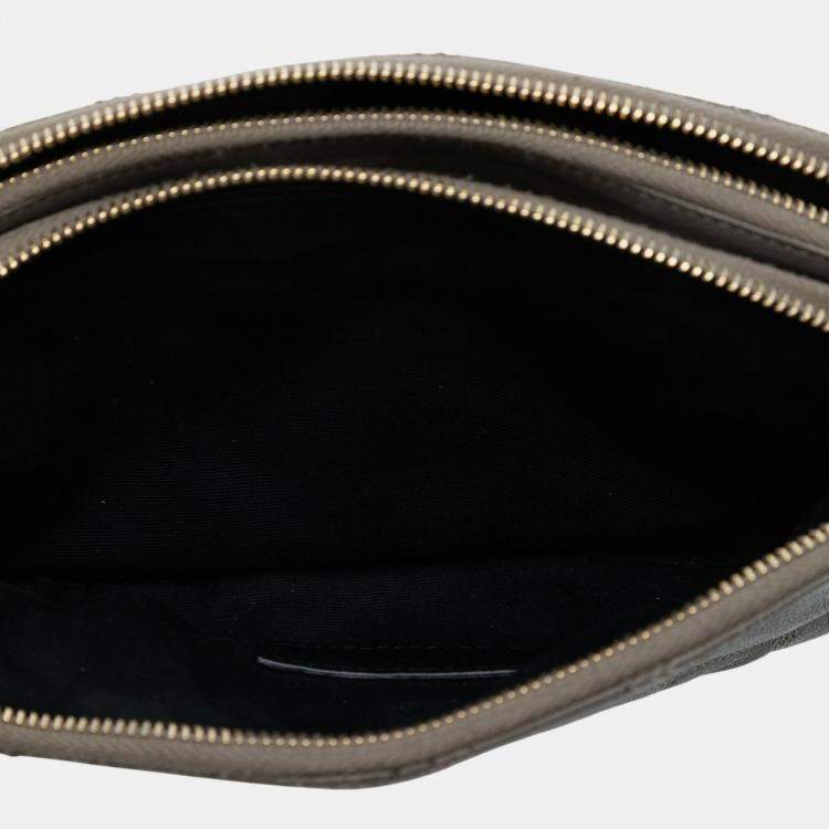 Pre Owned Saint Laurent Paris Mini Quilted Lambskin Becky Double Zip Crossbody