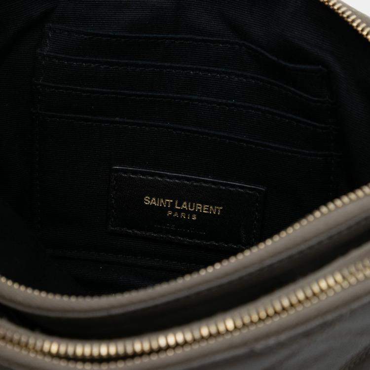 Pre Owned Saint Laurent Paris Mini Quilted Lambskin Becky Double Zip Crossbody