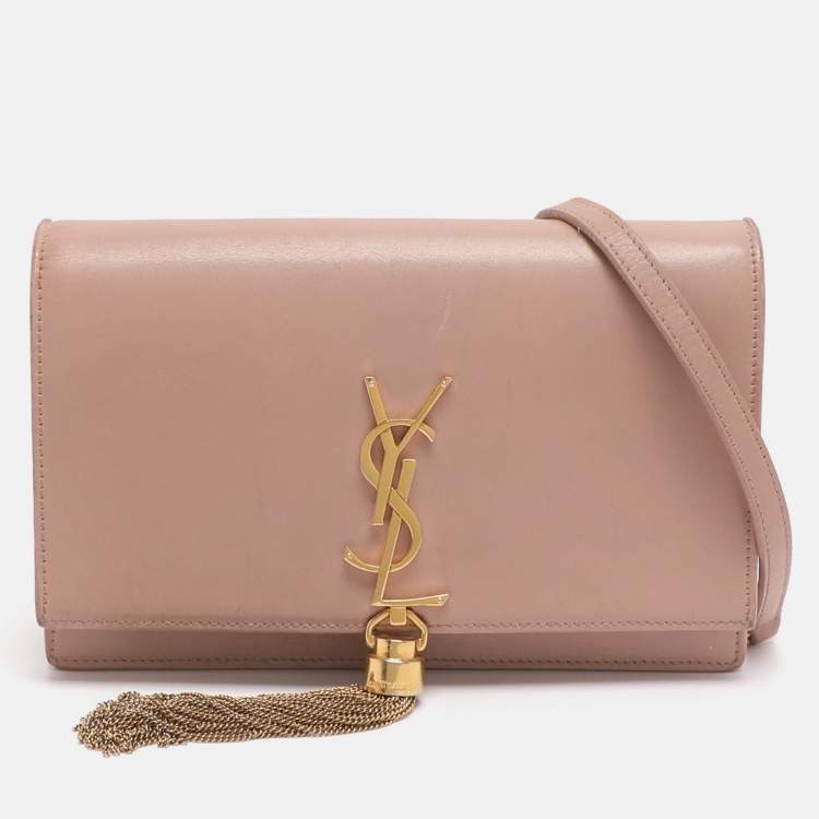 مملوكة مسبقًا Saint Laurent Paris Kate Nude Pink Leather Wallet On Chain