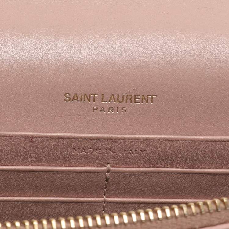 مملوكة مسبقًا Saint Laurent Paris Kate Nude Pink Leather Wallet On Chain