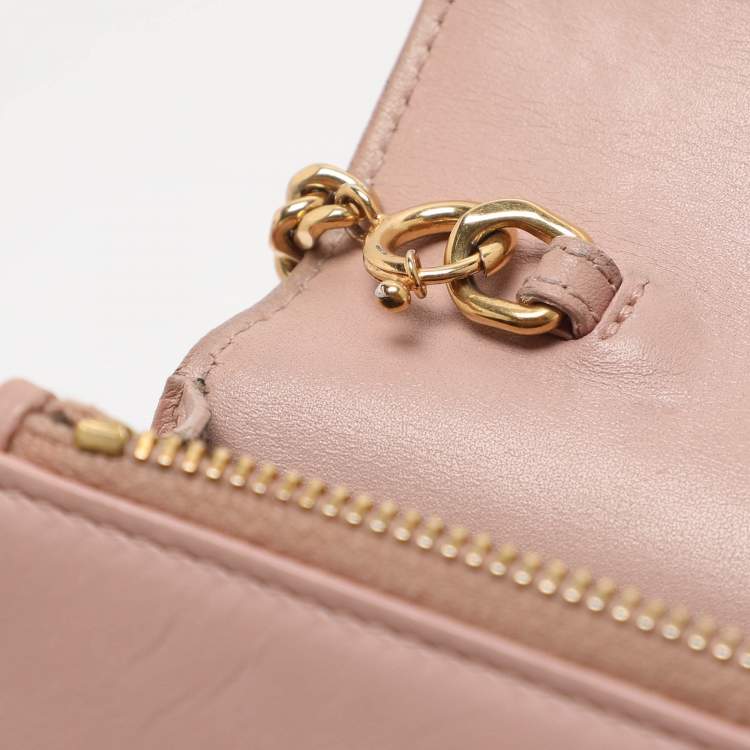 مملوكة مسبقًا Saint Laurent Paris Kate Nude Pink Leather Wallet On Chain