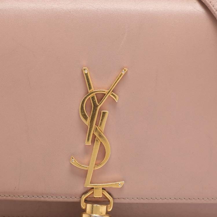 مملوكة مسبقًا Saint Laurent Paris Kate Nude Pink Leather Wallet On Chain