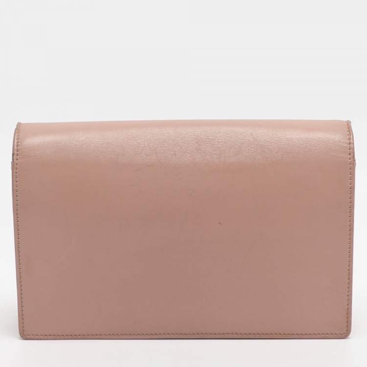 مملوكة مسبقًا Saint Laurent Paris Kate Nude Pink Leather Wallet On Chain