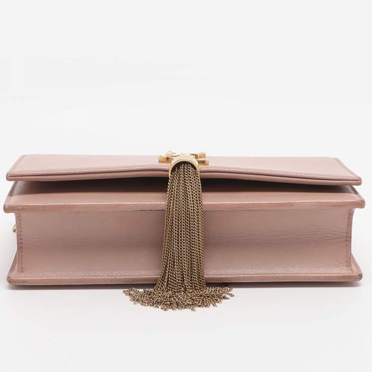 مملوكة مسبقًا Saint Laurent Paris Kate Nude Pink Leather Wallet On Chain