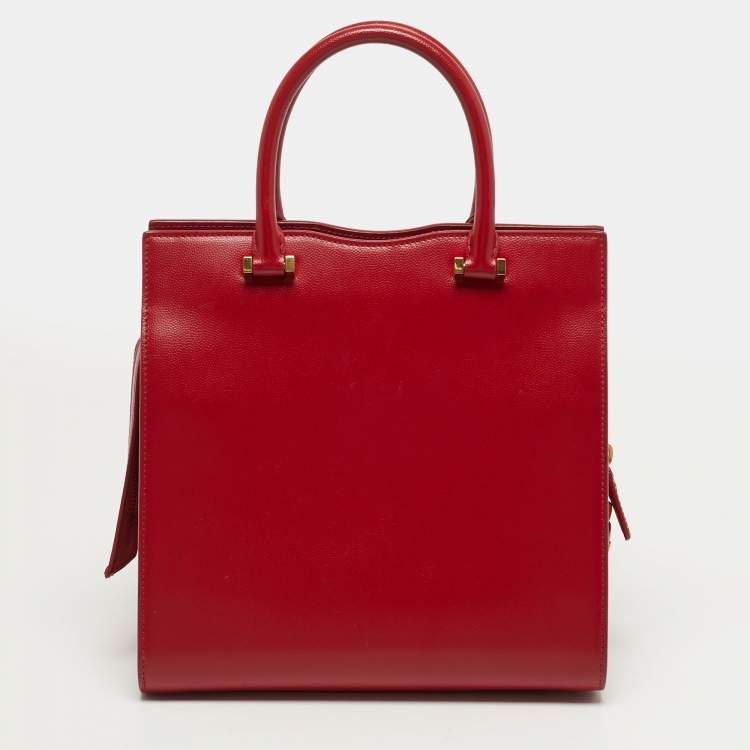 Pre Owned Saint Laurent Uptown Small Red Leather Tote