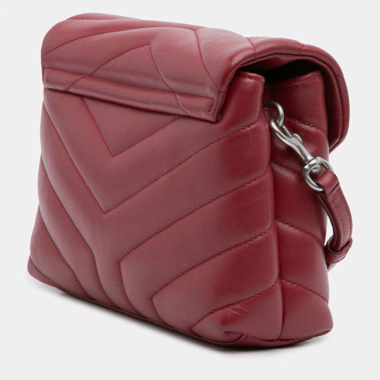 Pre Owned Saint Laurent Paris Red Toy Matelasse Leather Monogram LouLou Crossbody
