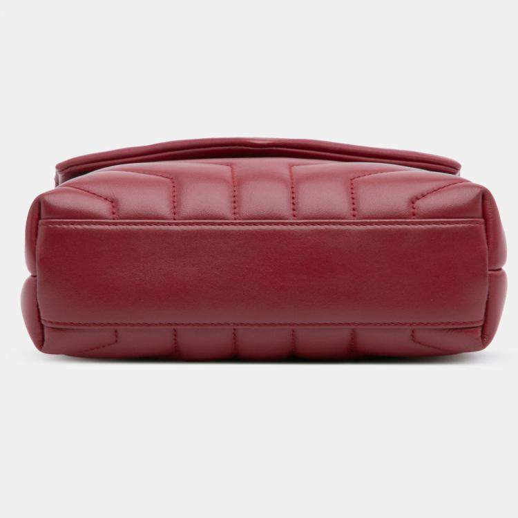 Pre Owned Saint Laurent Paris Red Toy Matelasse Leather Monogram LouLou Crossbody