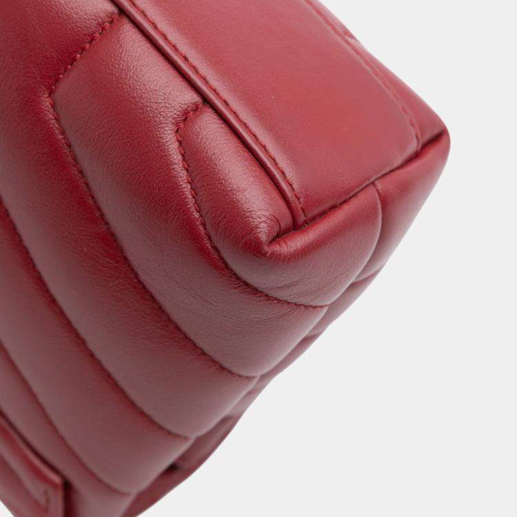 Pre Owned Saint Laurent Paris Red Toy Matelasse Leather Monogram LouLou Crossbody