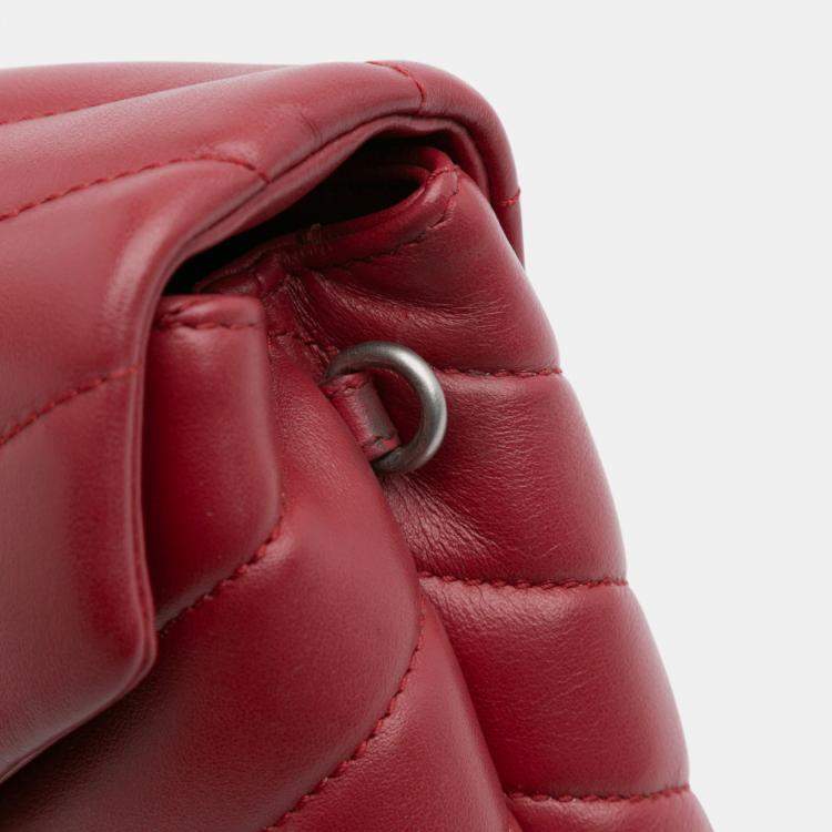 Pre Owned Saint Laurent Paris Red Toy Matelasse Leather Monogram LouLou Crossbody