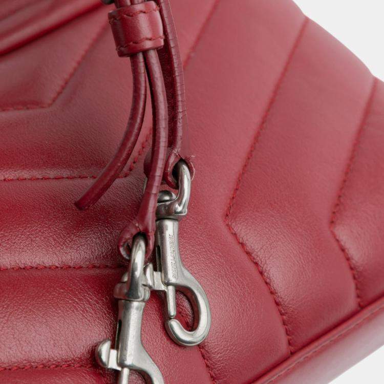 Pre Owned Saint Laurent Paris Red Toy Matelasse Leather Monogram LouLou Crossbody