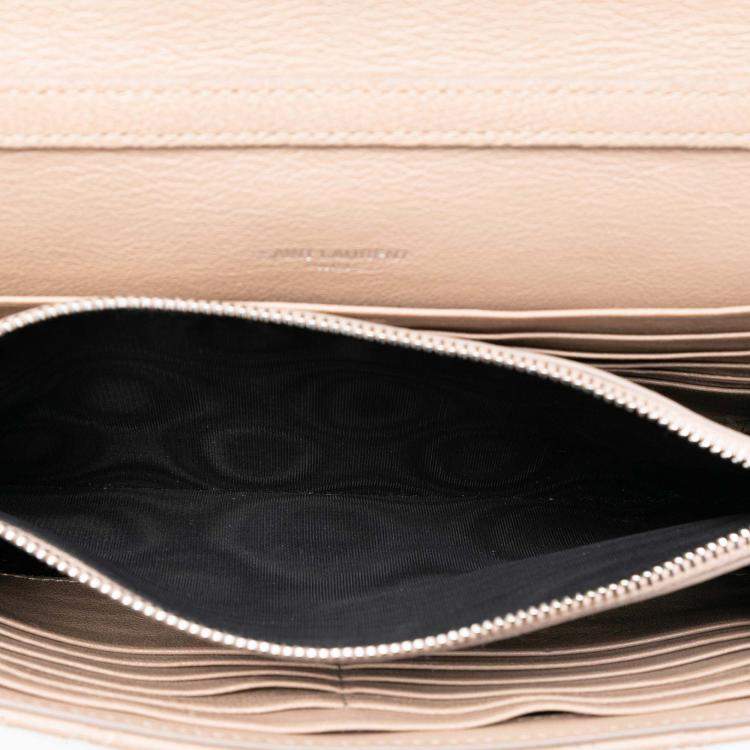 Pre Owned Saint Laurent Paris Brown Quilted Lambskin Becky Wallet on Chain