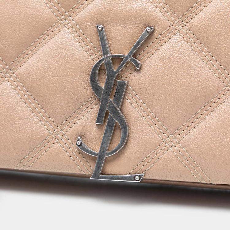Pre Owned Saint Laurent Paris Brown Quilted Lambskin Becky Wallet on Chain