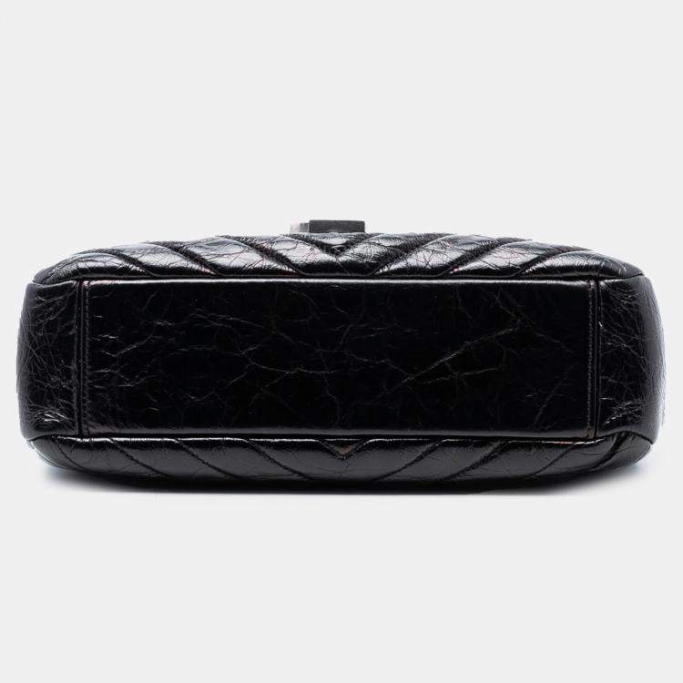 مملوكة مسبقًا Saint Laurent Paris Black Medium Crinkled Calfskin Punk Chain Bag