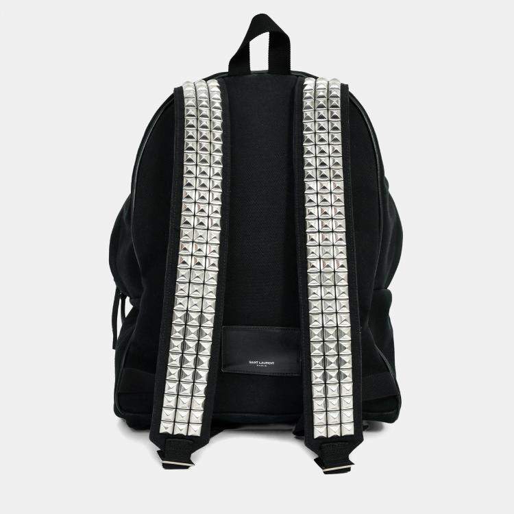 Pre Owned Saint Laurent Black Canvas City Studs Backpack
