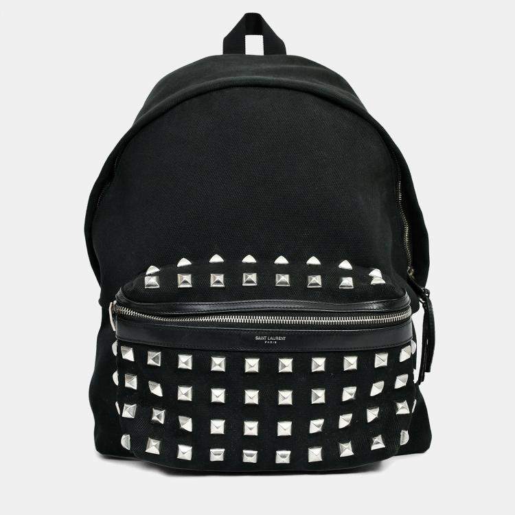 Pre Owned Saint Laurent Black Canvas City Studs Backpack