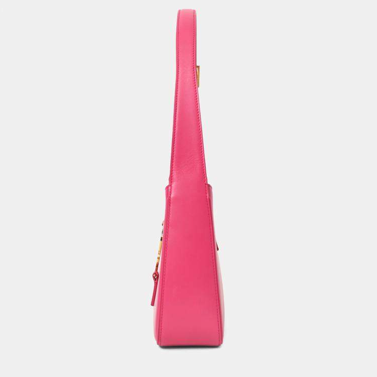 Pre Owned Saint Laurent Hot Pink Leather 'Le 5 Ã  7' Shoulder Bag